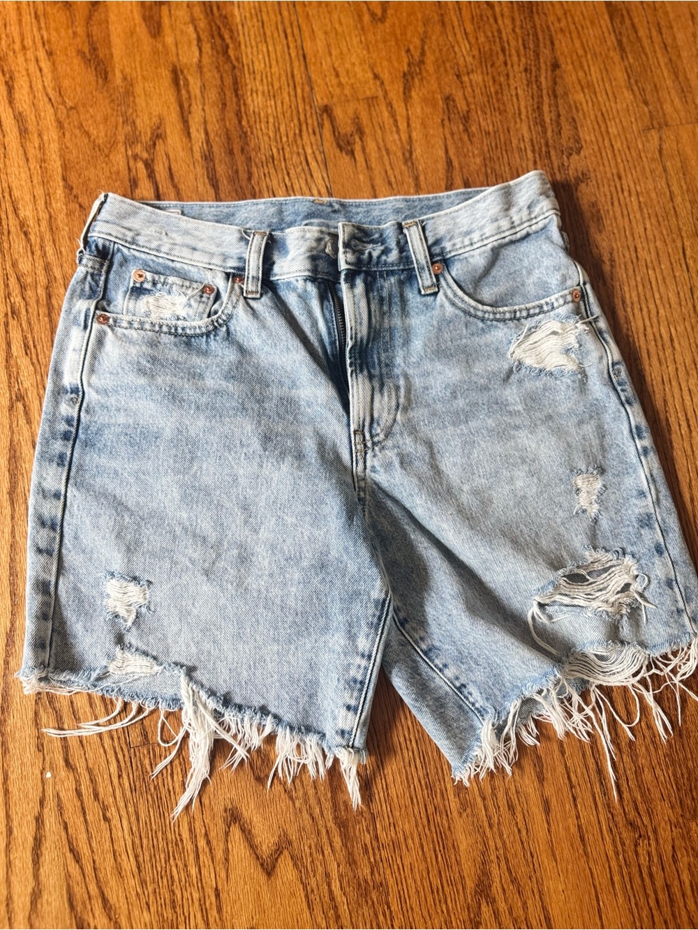 Gap Light Wash Distressed Bermuda Denim Shorts
